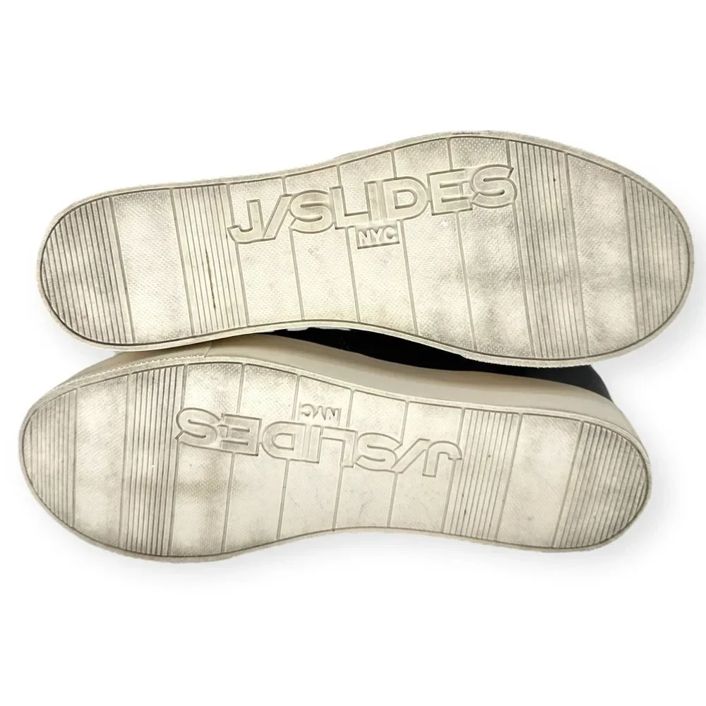 J/Slides Sky Leather Wedge Sneaker Boots Hidden Heel Zip Detail Gray Size 8.5‎